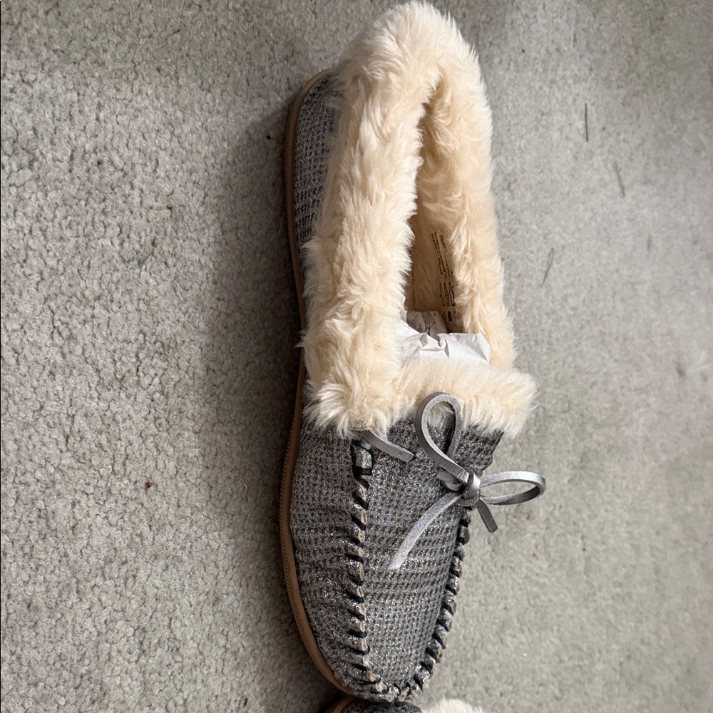 J. Crew Metallic Gray Slippers with Cream Lining - Picture 3 of 8